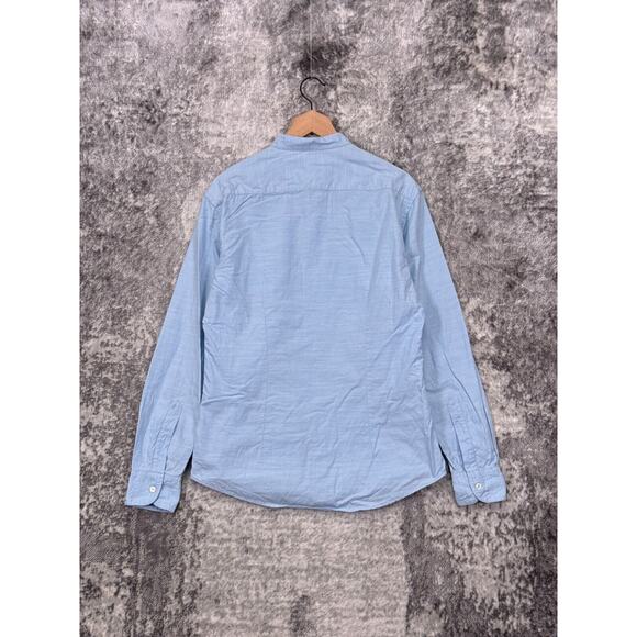 Barena Venzia Shirt 50 Mens Blue Oxford Band Collar Button Up Long Sleeve - Picture 3 of 8